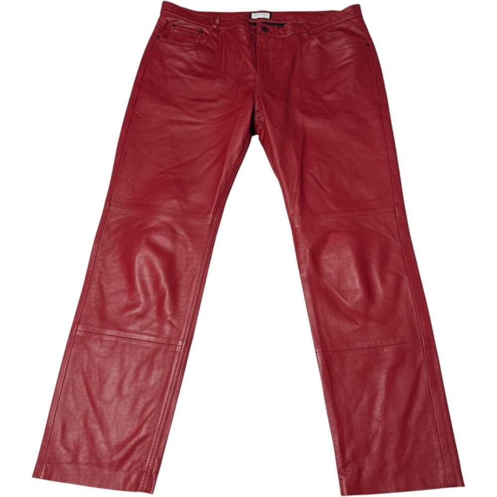 Ron Tomson Los Angeles Mens Red Leather Straight Leg Pants Size 40 Art 2475